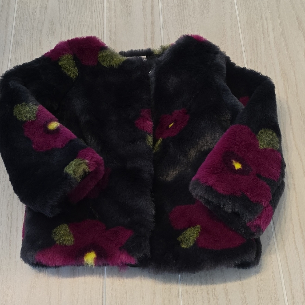 Genuine Kids Oshkosh Floral Faux Fur Kids Jacket 3T Holiday Coat B1